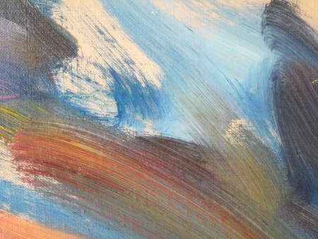 Fragment of multicolored texture painting oil on canvas. Abstract art background. Rough brushstrokes of paint.の写真素材