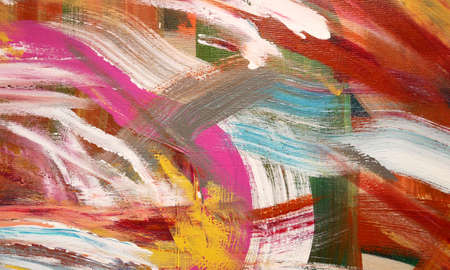 Bright brush strokes abstract background, brush texture, fragment of acrylic painting on canvas.の写真素材