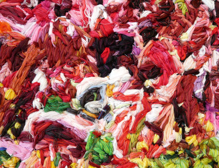Colorful of messy yarn texture background textile. Handmade of yarn cotton craft threads as a backgroundの写真素材