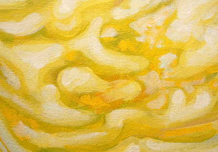 Abstract yellow color art background acrylic paint brush strokes, fragment of acrylic painting on canvas.の写真素材