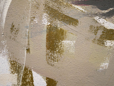Abstract street art paintings on a concrete wall, earth tone colors background textureの写真素材