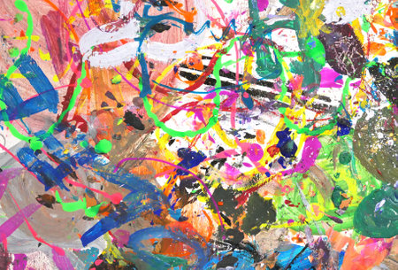 Abstract art background with splashes of multicolor paint. Brightly colored paint messy, fun, creative, colorful background for art designの写真素材