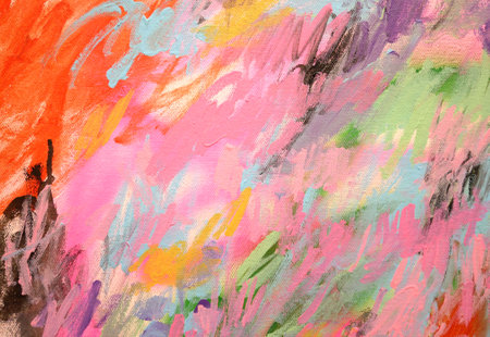 Bright brush strokes abstract background, brush texture, fragment of acrylic painting on canvas.の写真素材