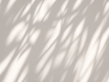 Abstract shadow of leaves on wall background, overlay effect for photo, mock up, product, wall art, design presentationの写真素材