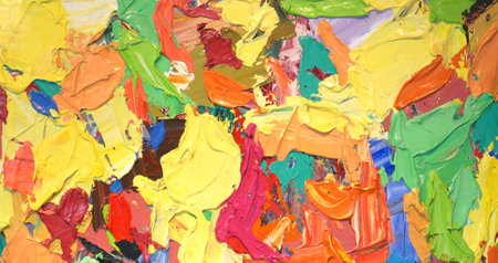 Texture colorful painted background, brush texture, fragment of acrylic painting on canvas. Artwork for creative design.の写真素材