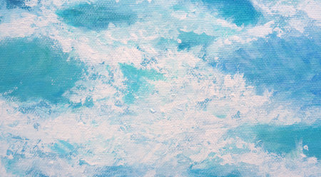 Blue and white acrylic art background blue sky oil painting on canvas texture background.の写真素材
