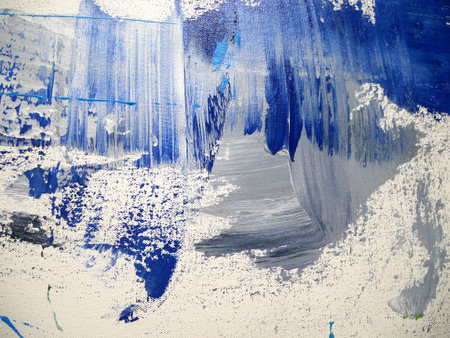 Blue and white acrylic art background. Abstract art painting on canvas texture background.の写真素材