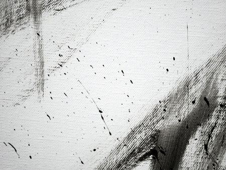 Abstract ink background. Black ink painting splash on white canvas background.の写真素材