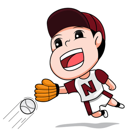 Vector illustration of Baseball Cartoon Playerのイラスト素材