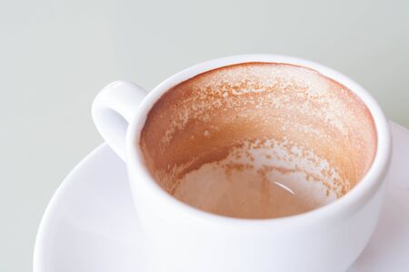 Empty white cup after espresso coffeeの写真素材