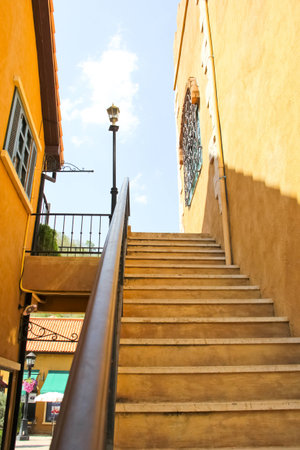 Cement stairs sky backgroundの写真素材