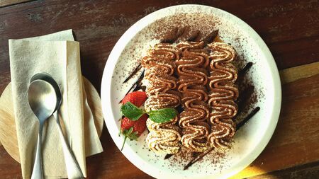 Delicious tiramisu at the coffee shopの素材