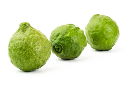 Fresh Kaffir Lime on white background