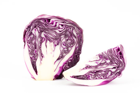 Red cabbage on white backgroundの写真素材