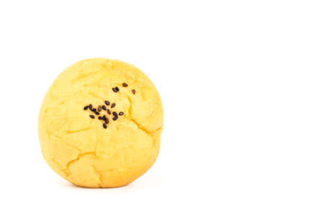 Mini bun with black sesame  on white background