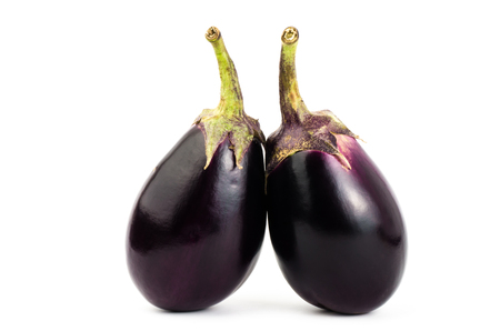 Fresh eggplant on white backgroundの写真素材