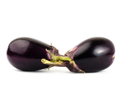 Fresh eggplant on white backgroundの写真素材