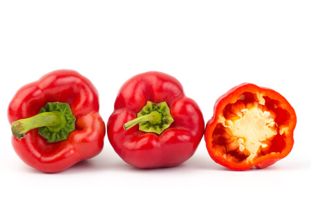 Fresh sweet pepper,bell pepper or capsicum on white backgroundの写真素材