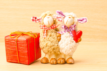 Couple sheep doll in Valentine dayの写真素材