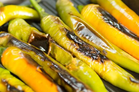 Grilled pepper on the griddleの写真素材