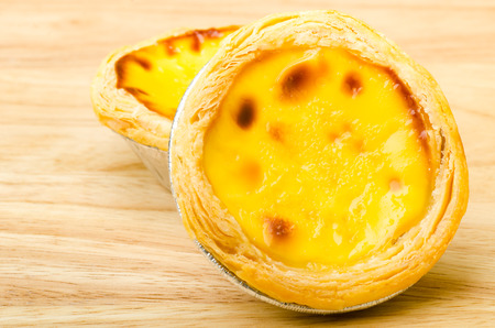 Egg tart on wooden background,sweet dessert