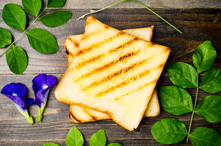 Toast on wooden background,breakfast or meal