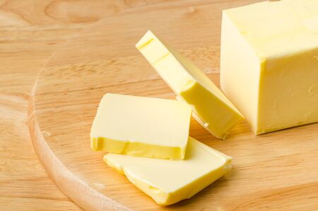Slice of butter for baking or cooking