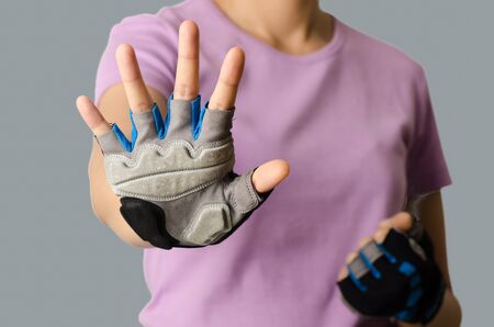 Woman bicycle gloves,protection,safeの写真素材