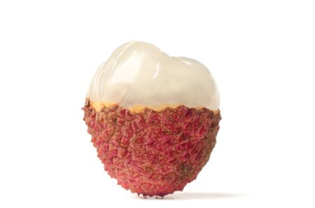 Lychee or litchi (tropical fruit) on white backgroundの写真素材