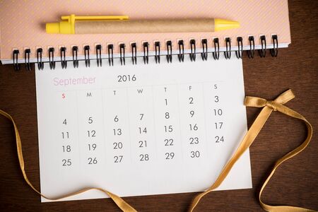 September calendar of 2016 and planning bookの写真素材