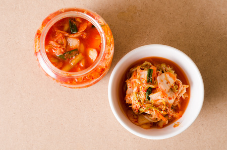 Kimchi cabbage (Korean food) in a bowl ready to eatingの写真素材