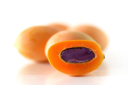 Tropical fruit (Marian plum,Plango,Maprang or Mayongchid) on white backgroundの写真素材