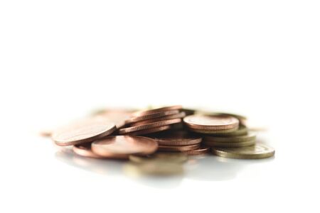 Heap of coins on white background,business and finance