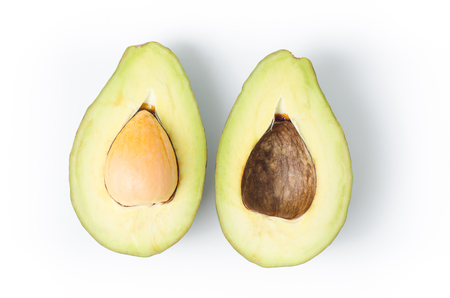 Half of avocado fruit on white background,Healthy foodの写真素材