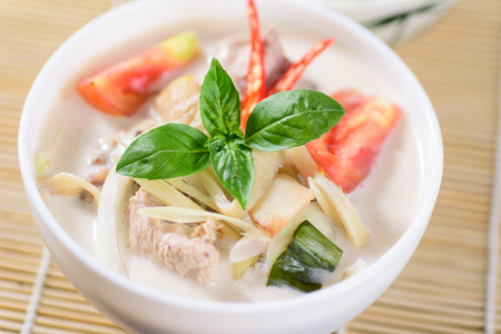 Thai food (Tom Kha Kai), Thai coconut milk soup with chickenの写真素材