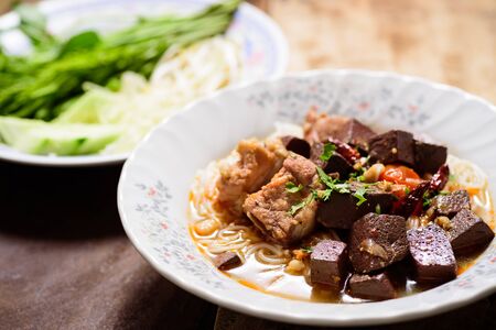 Thai rice noodles spicy soup (Kanom Jeen Nam Ngeaw), Northern Thai food
