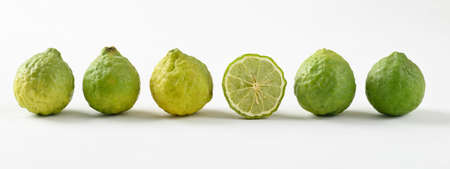 Fresh bergamot fruit on white background, Food ingredients and extract used for medicine, tea,...
