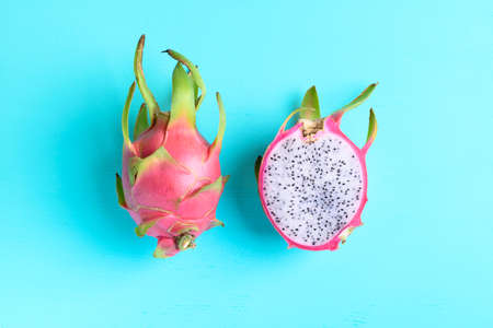 Dragon fruit or pitaya on color background, Tropical fruitの写真素材