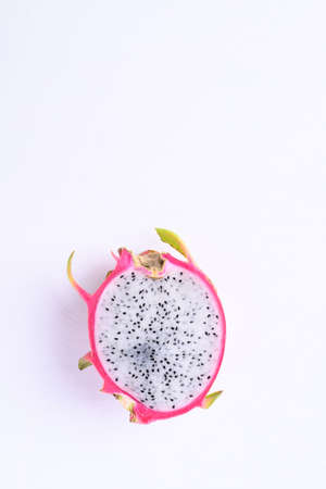 Half dragon fruit or pitaya on white background with copy space, Tropical fruitの写真素材