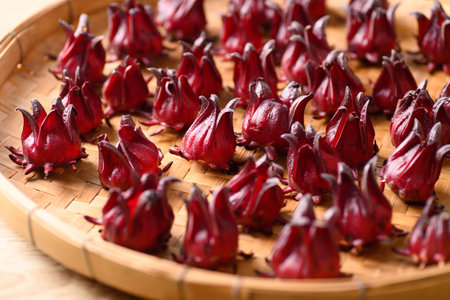 Fresh roselle (Hibiscus sabdariffa), Food coloring and ingredient in beverage, Herbal medicine for reduction in blood pressure