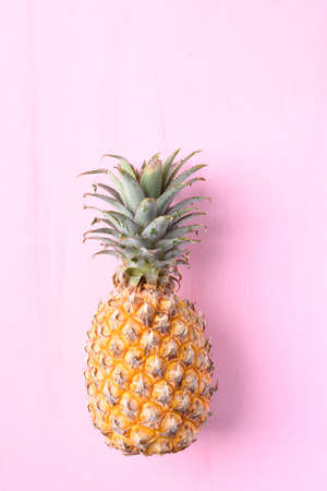 Fresh pineapple fruit on pink background, Tropical fruit
