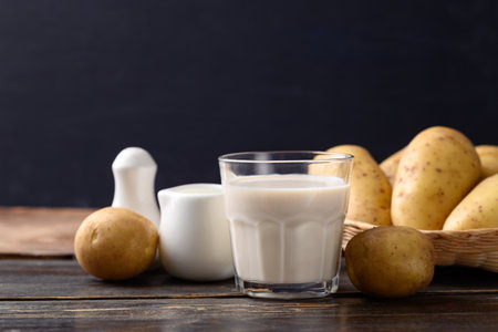Potato milk, Alternative milk from plant, Vegan foodの写真素材
