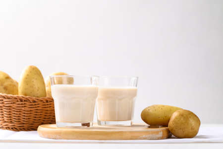 Potato milk, Alternative milk from plant, Vegan foodの写真素材