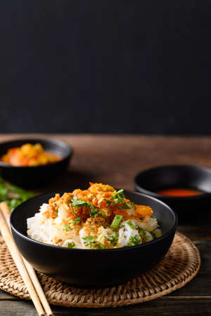 Rice noodle mixed with spicy tomatoes sauce, Tai Yai food in Northern of Thailand