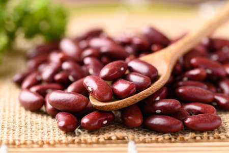 Red kidney beans with spoon, Food ingredients