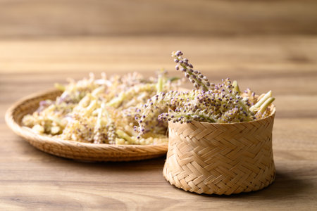 Thai edible flowers (Aspidistra sutepensis) from organic local farmers market in Northern of...