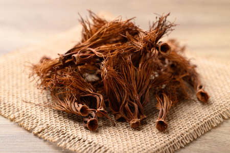 Dried Bombax ceiba flower stamen (red cotton flower), Food ingredient in Northern Thai foodの写真素材
