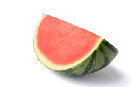 Sliced red watermelon fruit on white background, Tropical fruit in summer seasonの写真素材