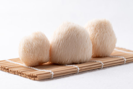 Lion's Mane mushroom or Yamabushitake mushroom on white backgroundの写真素材