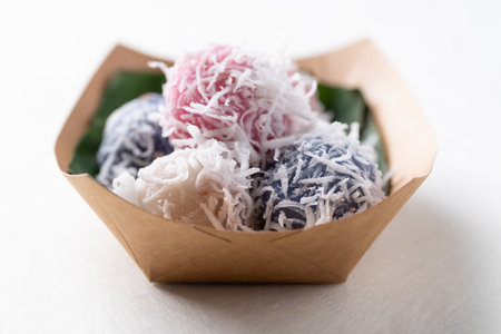 Thai coconut ball (Khanom Tom), Traditional Thai dessert made from boiled glutinous rice flour...